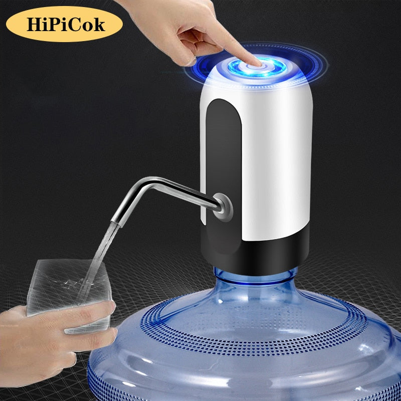 HiPiCok Water Bottle Pump 19 Liters USB Charging Automatic Electric Water Dispenser Pump Bottle Water Pump Auto Drink Dispenser