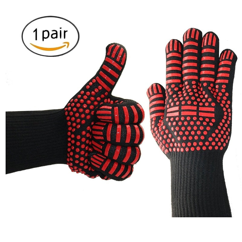 2pcs Kitchen Heat-Resistant Gloves Oven Mitts Silicone Gloves Grill Multifunctional Potholders For Baking BBQ Guantes Horno