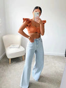 Cryptographic Casual Fashion Straight Leg Damen Jeans Denim Bottom Harajuku Boyfriend Lange Baggy Jeans mit hoher Taille Herbsthose