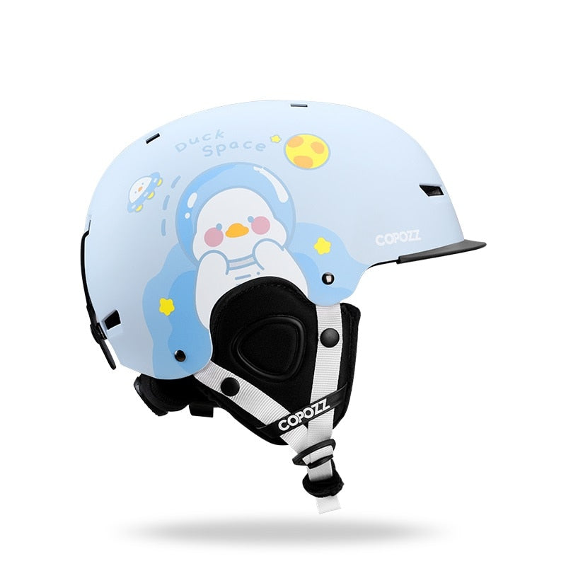 Casco de esquí COPOZZ de dibujos animados para niños, casco de Snowboard de protección para deportes al aire libre moldeado integralmente, equipo de esquí para mujeres