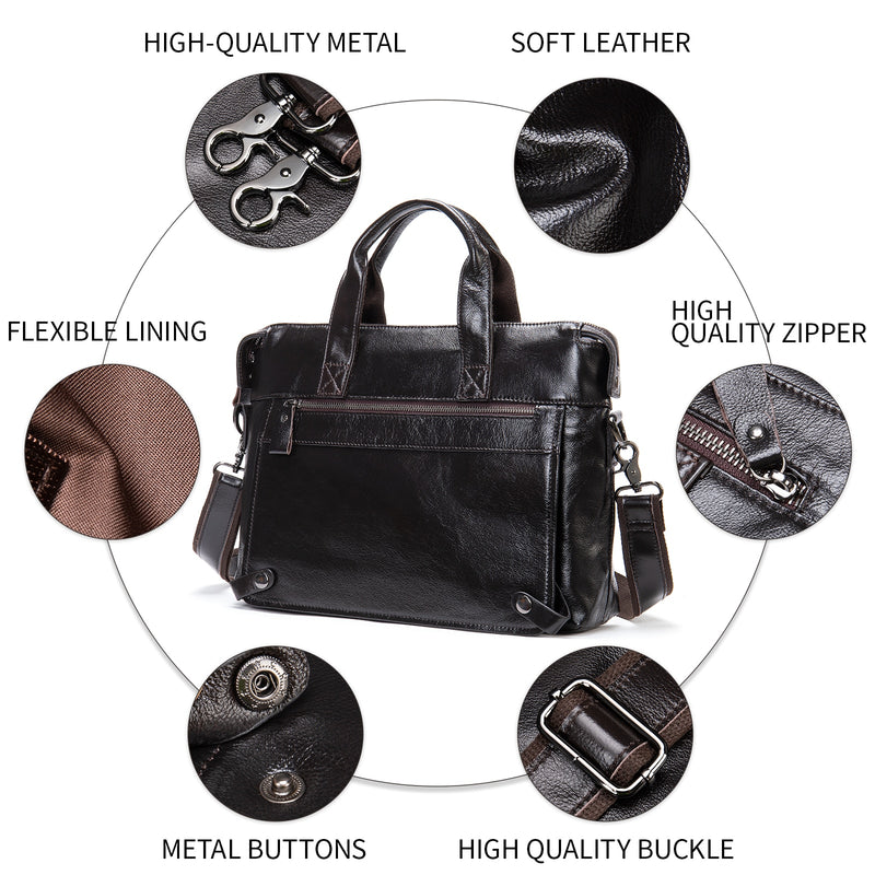 WESTAL Men&#39;s Leather Handbags Totes Bags Men Leather Laptop Bags Men&#39;s Shoulder Bag Business Briefcases Crossbody Messenger Bag