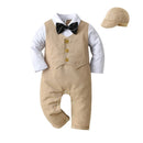 Baby Boys Gentleman Outfits Suits Clothing Spring and Autumn Children One-Piece Rompers Jacket Hat Suit Baby Boy Clothes