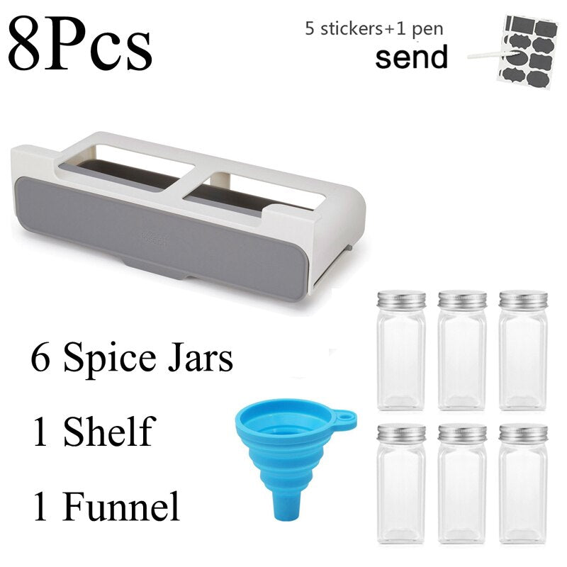 3-12PCS Set Seasoning Jar Square Glass Container Seasoning Bottle Kitchen Outdoor Camping Seasoning Container Glass Sealed Jar