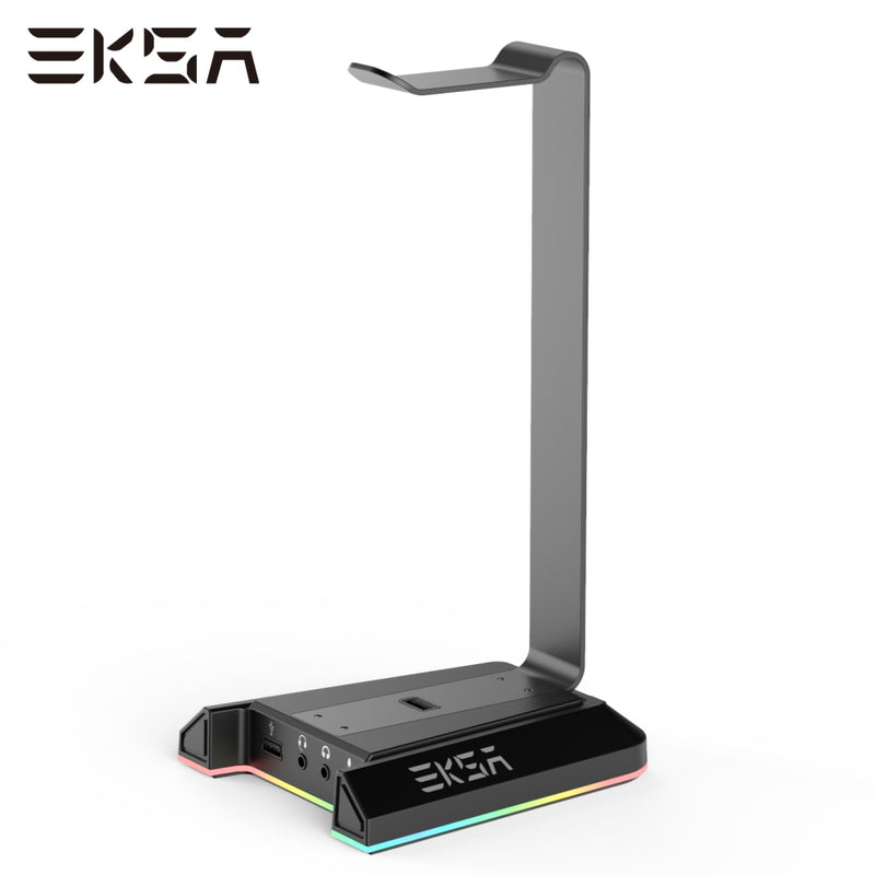 Soporte para auriculares EKSA W1 7.1Surround Gaming Headset Holder RGB con 2 puertos USB y 3 puertos de 3,5 mm para Gamer PC Accesorios Escritorio