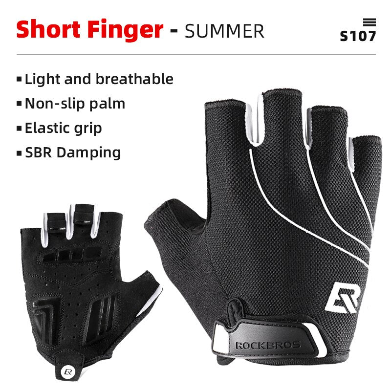 ROCKBROS Guantes de bicicleta MTB Road Anti-shock Mountain Bike Guantes sin dedos Hombres Mujeres Transpirable Ciclismo Deportes Guante antideslizante