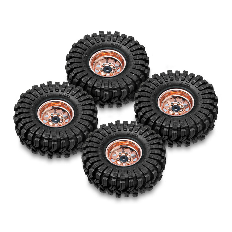 INJORA -3.78mm Offset 1.0" Beadlock Wheel Rims Tires Set for 1/18 1/24 RC Crawler Car Axial SCX24 FMS FCX24 TRX4M (W1004-T1014)