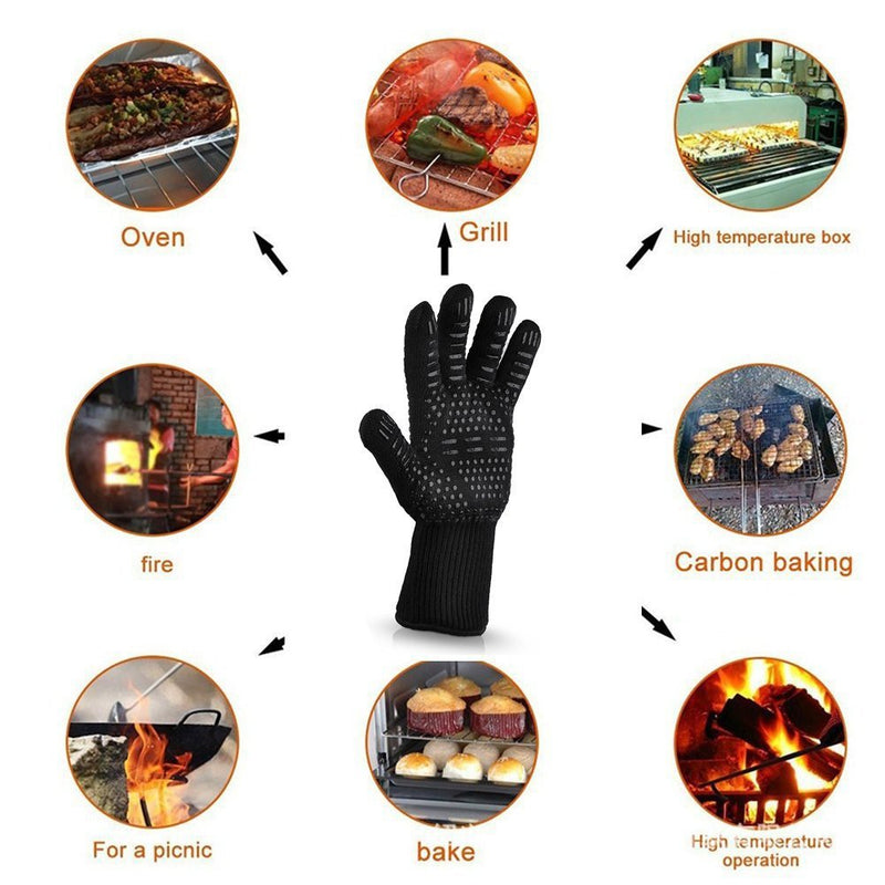 2pcs Kitchen Heat-Resistant Gloves Oven Mitts Silicone Gloves Grill Multifunctional Potholders For Baking BBQ Guantes Horno