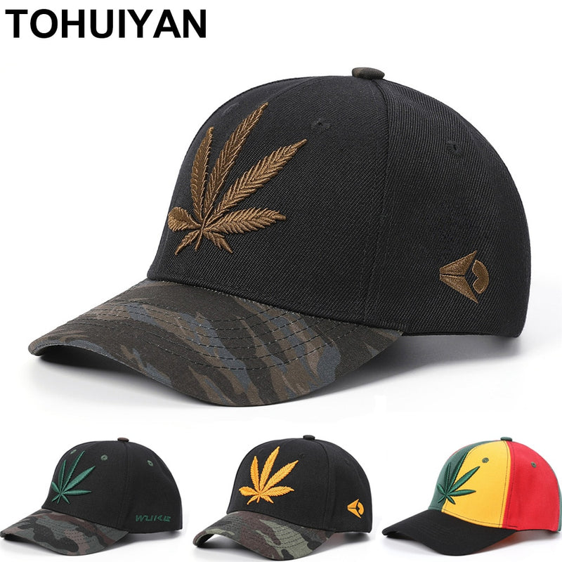 TOHUIYAN Leaf Embroidered Baseball Caps Women Gorras Para Mujer Snapback Hat Autumn Hip Hop Cap Casquette Homme Dad Hats for Men