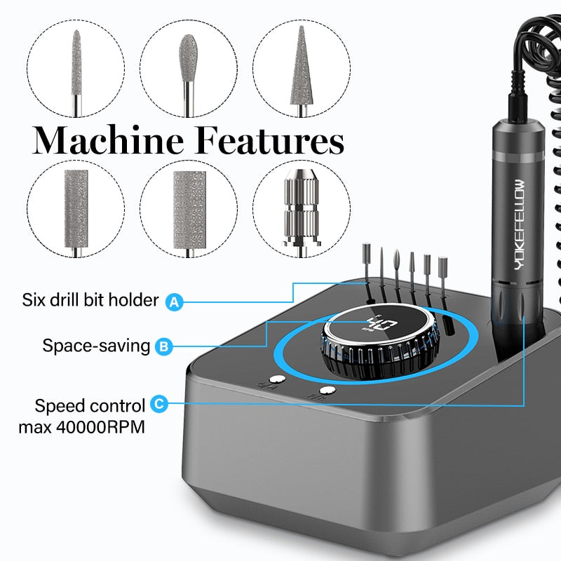 40000RPM Electric Nail Drill Professional Manicure Machine With Brushless Motor Nails Sander Set Nail Salon Polisher Equipment