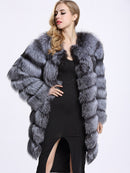 ZADORIN Pelziger Silberfuchs Kunstpelzmantel Damen Luxus Winter Dick Warm Lang Kunstpelz Jacken und Mäntel Damen Mantel Streetwear