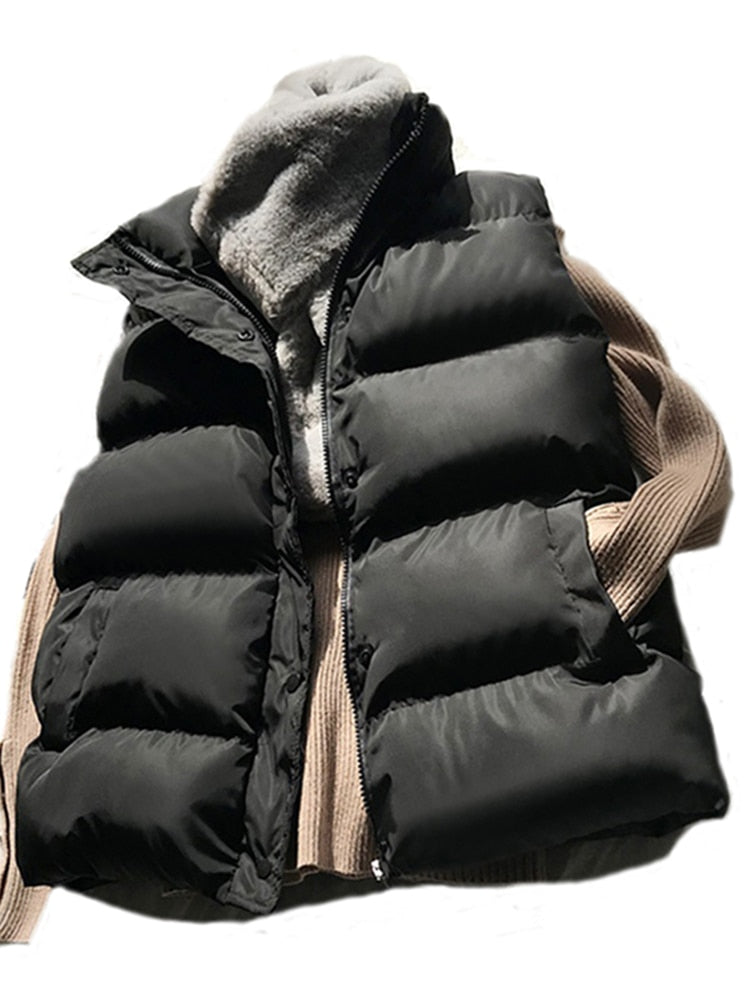 Chaleco de plumón de algodón para mujer, chaleco holgado, chaqueta cálida, chaqueta acolchada de algodón, chaleco de invierno sin mangas para mujer 2022