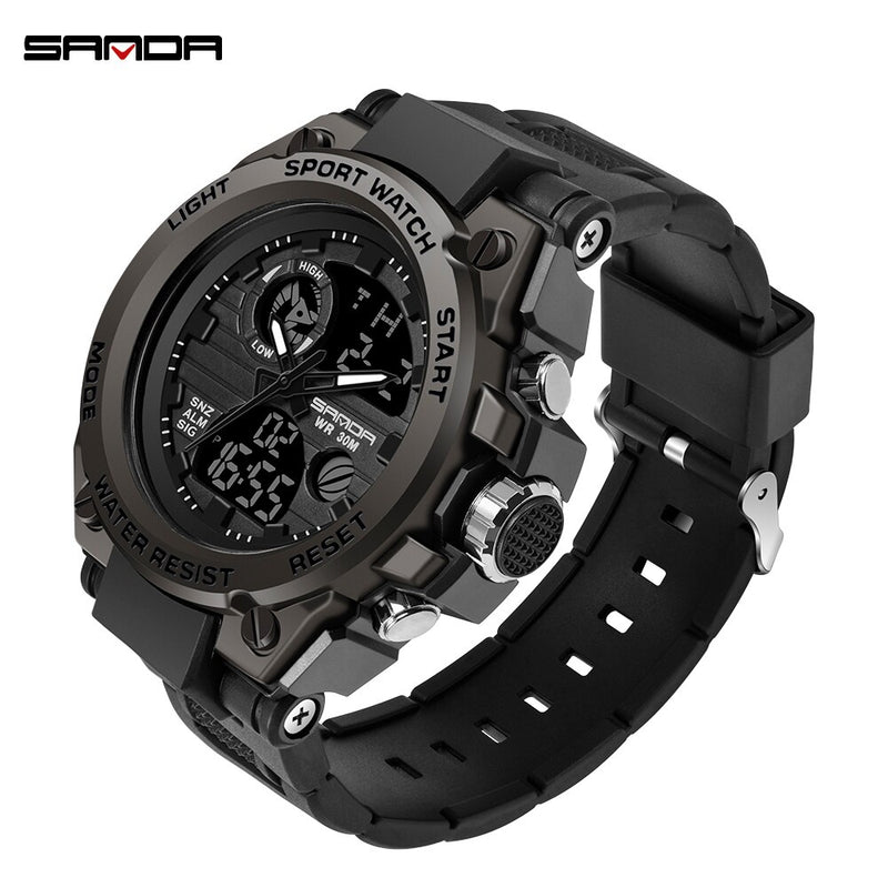 SANDA Marke Herrenuhr Military Outdoor Sports Wasserdichte Uhren Dual Display Quarz LED Digitaluhr Relogio Masculino