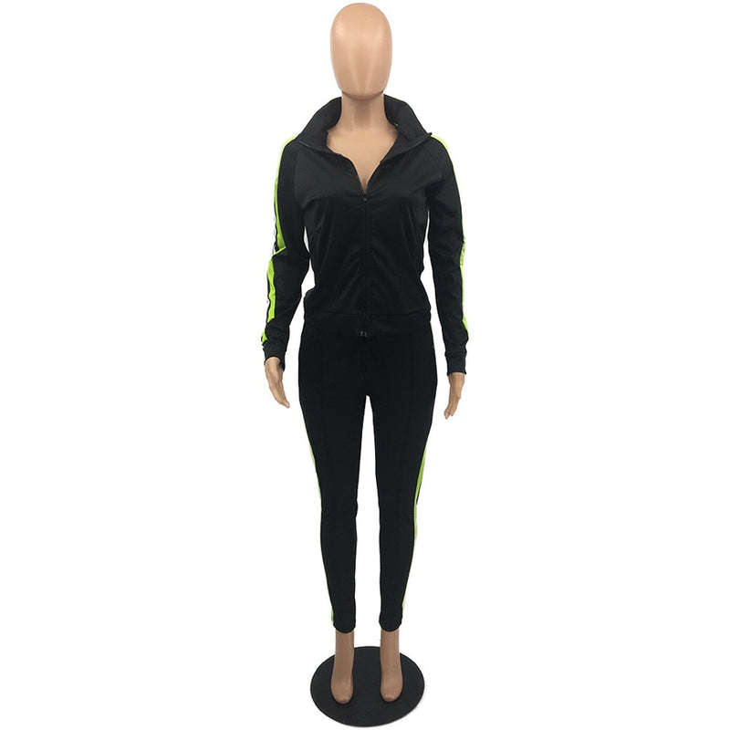 2022 Plus Größe S-4XL 2-teiliges Set Frauen Herbst Kleidung Sweatsuit Joggers Outfit Zip Top Jogginghose Trainingsanzug Großhandel Dropshipping