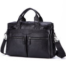 Schwarze Herren Handtaschen aus echtem Leder Große Leder 14" Laptop Messenger Bags Business Herren Reisetaschen Umhängetaschen Aktentasche