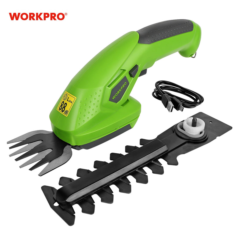 WORKPRO 3.6-7.2V Electric Trimmer 2 in 1 Lithium-ion Cordless Garden Tools Hedge Trimmer Rechargeable Hedge Trimmers for Grass