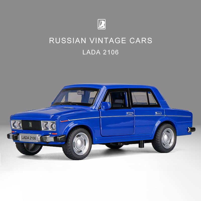 1/32 ruso LADA NIVA aleación modelo coche LADA 2106 juguete Diecast Metal fundición tirar hacia atrás música luz coche juguetes para niños vehículo