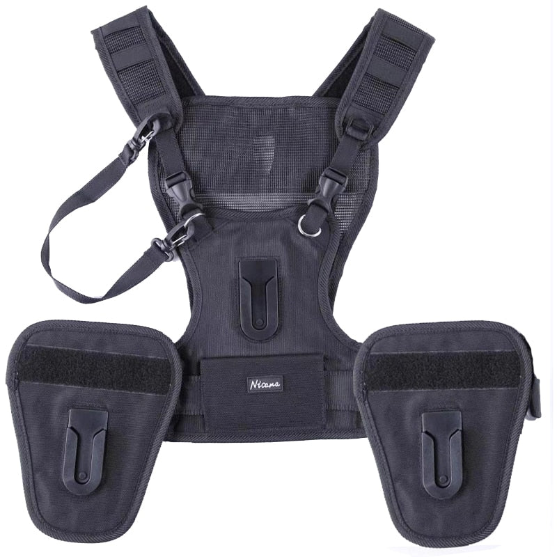 Carrier II Multi Dual 2 Camera Carrying Chest Harness System Vest Quick Strap with Side Holster for Canon Nikon Sony Pentax DSLR