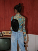 CHEERART Herbst 2020 Damen Mesh Dragon Print Shirt Langarm Top Button Up Durchsichtig Top Fashion Designer Kleidung