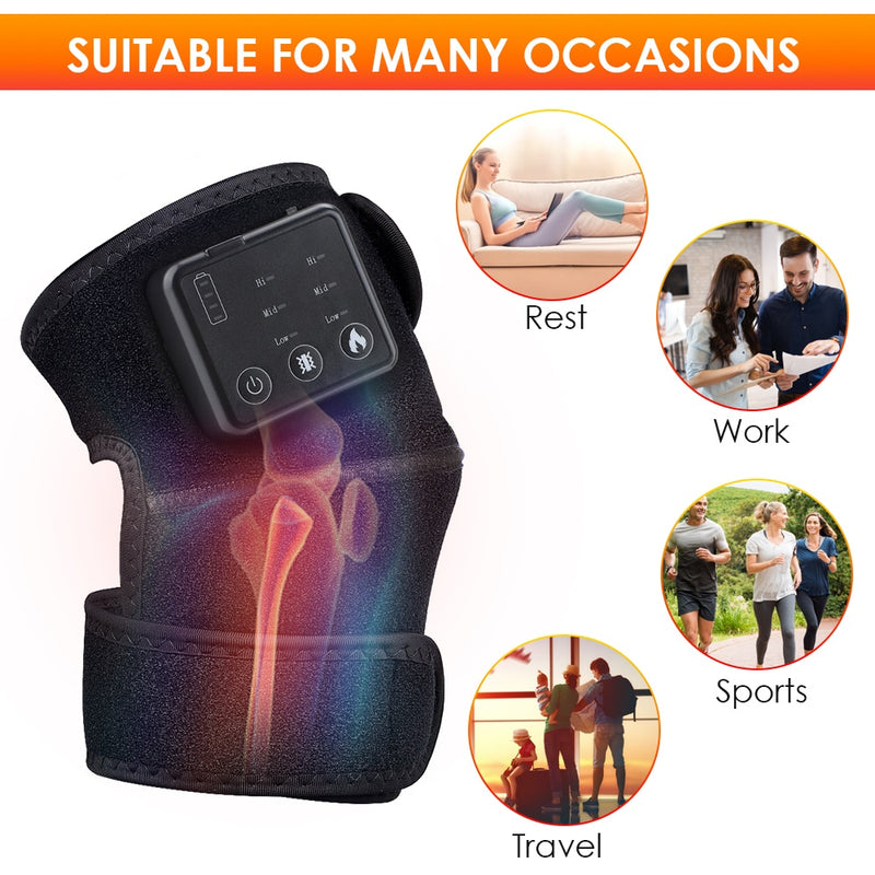 Masajeador de rodilla con calefacción eléctrica infrarrojo lejano fisioterapia articular codo rodillera vibración masaje alivio del dolor cuidado de la salud