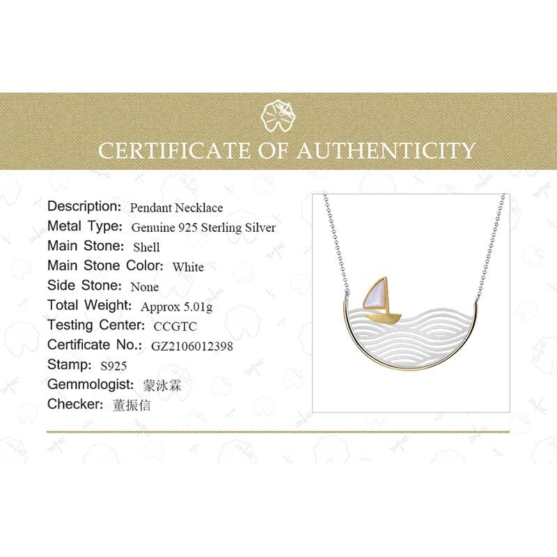 Lotus Fun Real 925 Sterling Silber Handmade Designer Fine Jewelry Creative Gold Segelboot Halskette für Damen Acessorio Collier