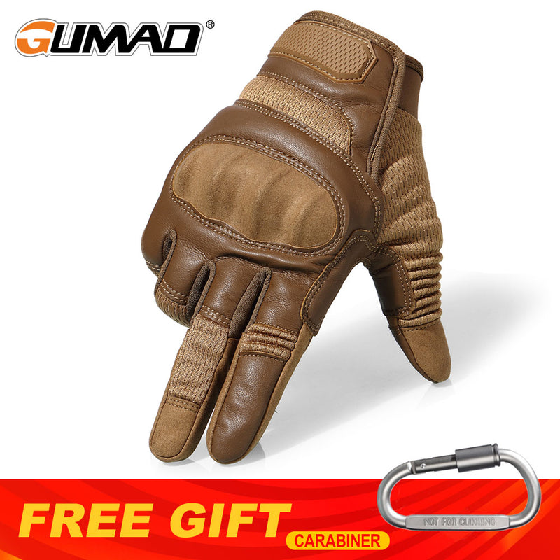 Guantes tácticos de cuero PU pantalla táctil carcasa dura guante de dedo completo ejército militar combate Airsoft conducción bicicleta mitones hombres