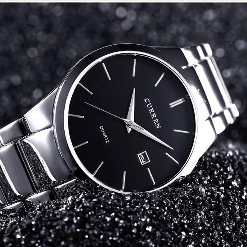 CURREN Luxury Classic Fashion Business Men Watches Display Date Quartz-watch Male Wristwatch Full Steel Clock relogio masculino