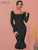 Adyce 2022 Neue Herbst Winter Frauen Aprikose Figurbetontes Verbandkleid Sexy Meerjungfrau Langarm Dame Club Promi Runway Partykleid