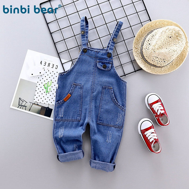 Sommer Kinder Kostüm Kinder Kleine Mädchen Overall Jungen Jeans Baumwolle Denim Baby Kleidung Overall Beiläufig Lose Strampler Latzhose