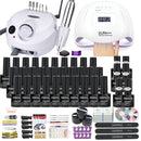 Nagel-Set Maniküre-Set mit 114 W / 120 W / 54 W LED-Nagellampe 35000 U / min Nagelbohrmaschine 20/10 Farbe Poly Extension Nail Gel Set