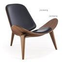 Nordic Massivholz Rückenlehne Wohnzimmer Stühle Lazy Leisure Sessel Haushaltsmöbel Modernes Leder Einzelsofa Shell Chair