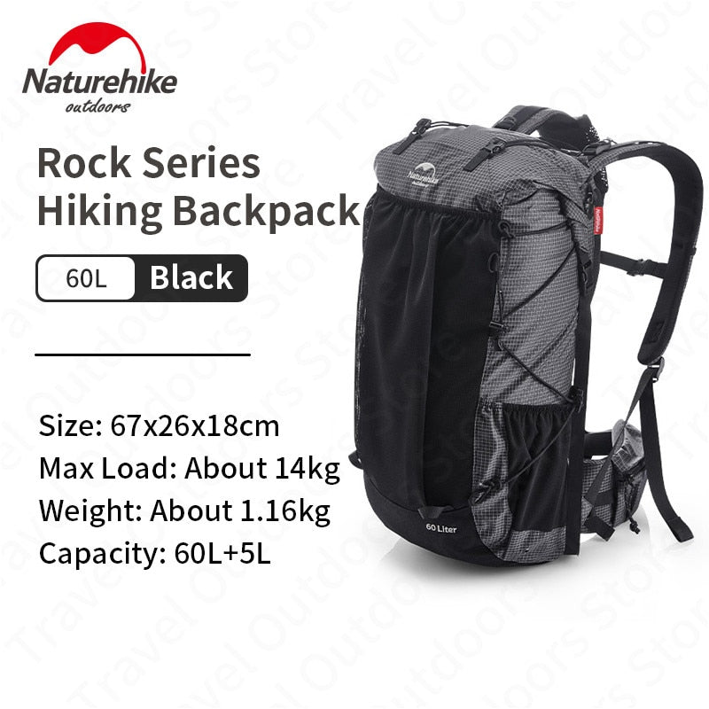 Naturehike Outdoor Bag 60L Waterproof Climbing Backpack High Capacity Sports Bag Men/Women Ultralight Hiking Travel Backpack