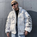 Hipster Hip Hop Gepolsterte Parkas Herren Harajuku Cartoon Bär Gedruckt Winter Verdicken Warme Streetwear Lässige Lose Daunenjacke Unisex