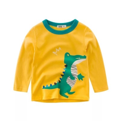 Camisetas de algodón 95% para niños, camisetas de manga larga para primavera y otoño, sudadera de dinosaurio para niños, camisas para niños, ropa para niños