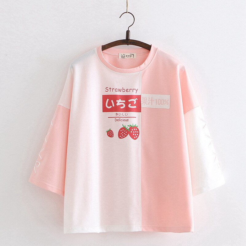 Camiseta coreana de verano para mujer, ropa Kawaii, camiseta de algodón de manga corta con retazos bordados en naranja, Tops bonitos para chicas