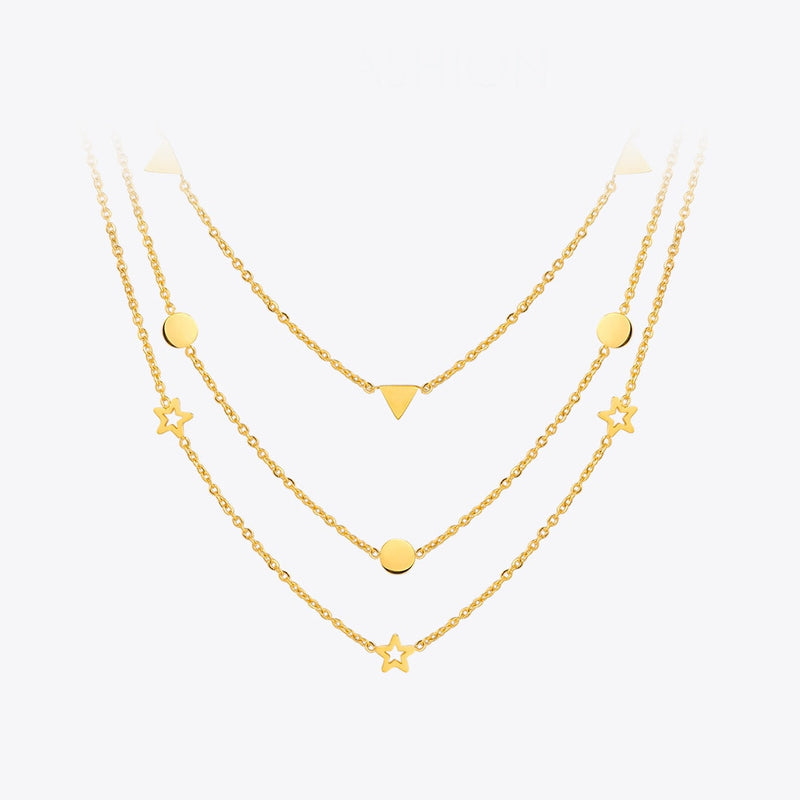 Enfashion Geometric Triangle Circle Star Choker Necklace Gold color Necklaces Pendants Stainless Steel Necklace Women chocker