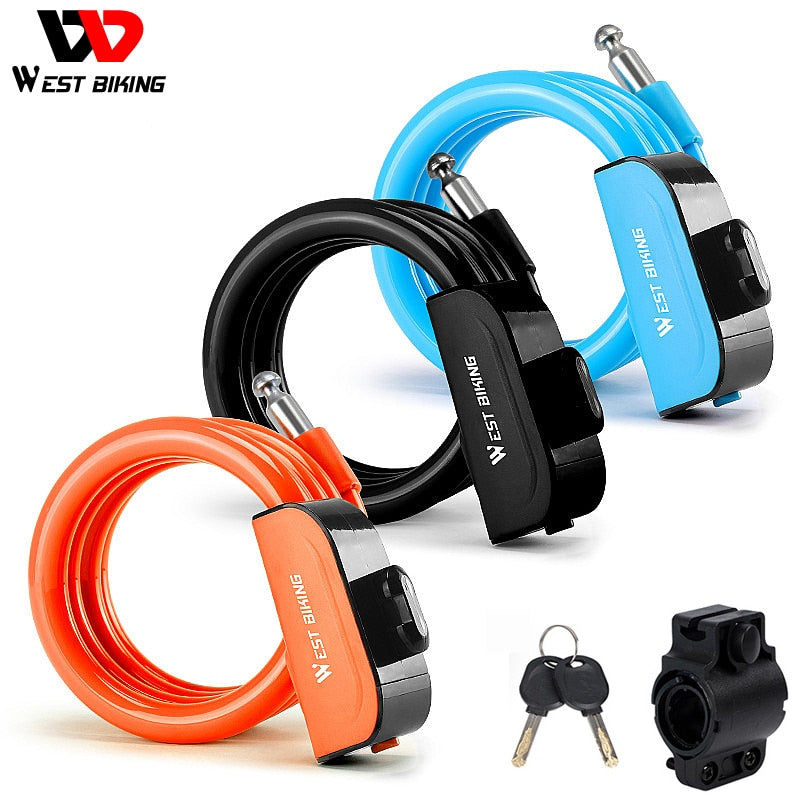 WEST BIKING Bike Lock Anti Theft Security Bicycle Accessories Cable Lock MTB Road Bike Multicolor Cycling Portable Wire Lock