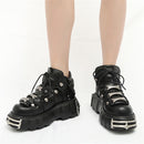 2020 Punk Stil Frauen Turnschuhe Lace-up 6 CM Plateauschuhe Frau Creepers Weibliche Casual Wohnungen Metalldekor Tenis Feminino