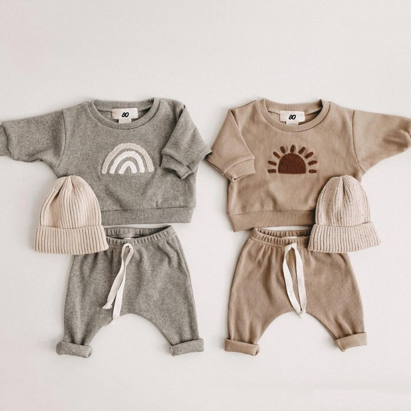 Toddler Baby Clothing Sets For Infant Baby Boys Clothes Set Rainbow Pullover+pants 2pcs Outfit Kids Costume 2023 Spring Outfit