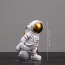 Astronautenfiguren aus Harz, Mode-Raumfahrer mit Mondskulptur, dekorative Miniaturen, Kosmonauten-Statuen, Geschenk für Mann und Freund