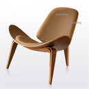 Nordic Massivholz Rückenlehne Wohnzimmer Stühle Lazy Leisure Sessel Haushaltsmöbel Modernes Leder Einzelsofa Shell Chair