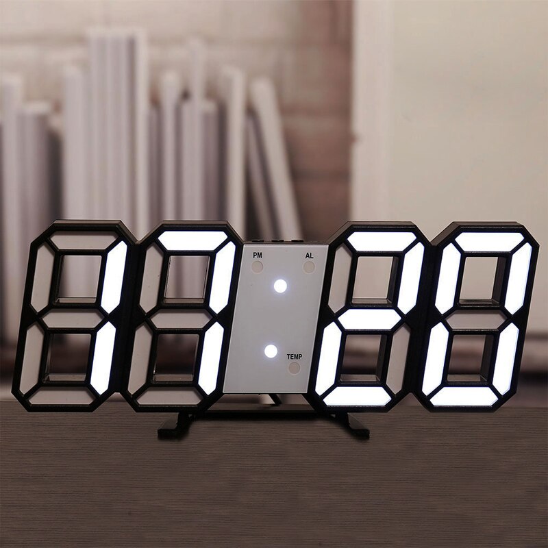 Towayer Große 3D-LED-Digital-Wanduhr, Datum, Uhrzeit, Celsius, Nachtlicht, Tisch, Tischuhren, Wecker aus dem Wohnzimmer