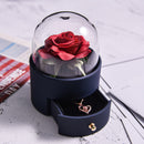 Girls Gift Natural Preserved Rose Jewelry Box /w Love Necklace Eteternal Flowers Jewelry Storage Case Birthday Gifts for Women