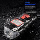 Wasserdichtes Fahrradlicht, USB-Aufladung, Fahrrad-Frontlicht, Taschenlampe, Lenker, Radfahren, Kopflicht mit Hupe, Geschwindigkeitsmesser, LCD-Bildschirm