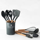 9-13Pcs Cooking Tools Set Premium Silicone Kitchen Cooking Utensils Set with Storage Box Turner Tongs Spatula Soup Spoon
