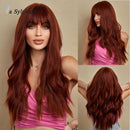 La Sylphide Halloween Cosplay Lolita Perücke Lange Naturwelle Lila Kunsthaar Perücken mit Pony für Frau Hitzebeständige Faser