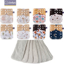 Elinfant New Passende wasserdichte Baby-Pcoket-Windeln 8 Stück graue Mesh-Stoffwindeln und 8 Mikrofaser-Einsätze