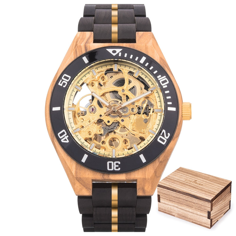 BOBO BIRD Wood Mechanical Watch Men Relogio Masculino Big Mens Watches Top Brand Luxury Timepieces erkek kol saati Dropshipping