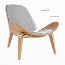 Nordic Massivholz Rückenlehne Wohnzimmer Stühle Lazy Leisure Sessel Haushaltsmöbel Modernes Leder Einzelsofa Shell Chair