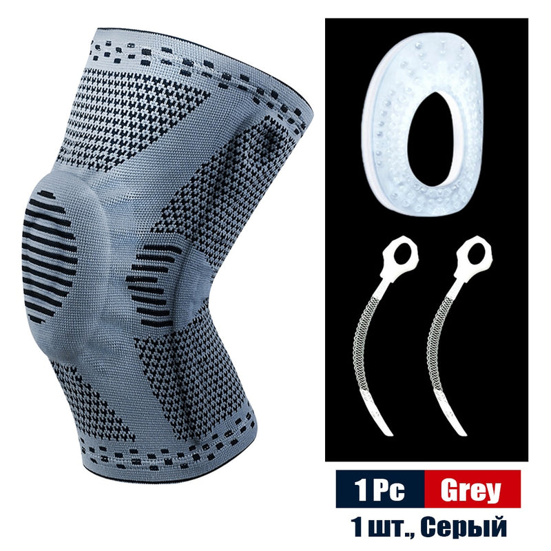 Rodillera de compresión deportiva, Protector de rótula, almohadillas de silicona de punto para piernas para ciclismo, correr, baloncesto, fútbol