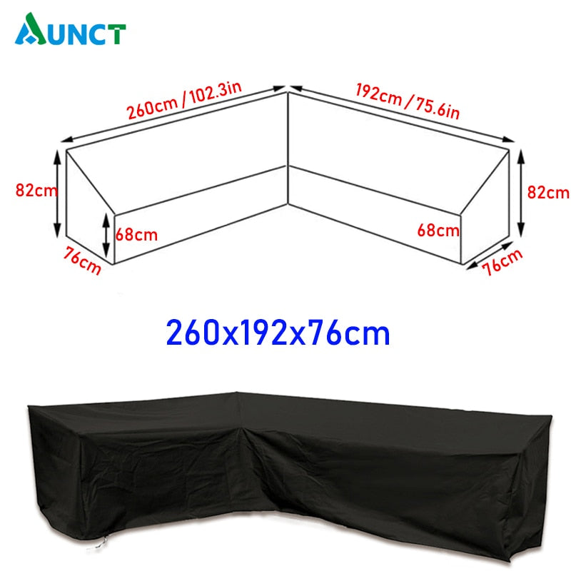 Esquina exterior sofá cubierta jardín ratán esquina muebles cubierta V forma impermeable sofá proteger conjunto multiusos cubiertas de polvo
